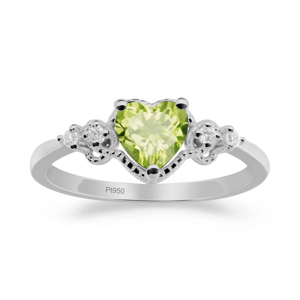 Peridot Ring with Milgrain Halo - LUO Jewelry #metal_platinum