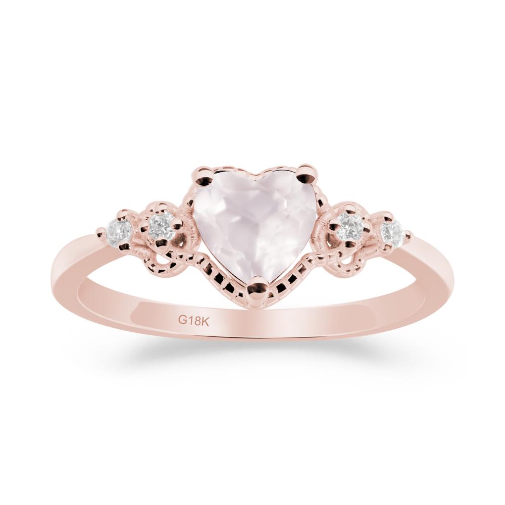 Rose Quartz Ring with Milgrain Halo - LUO Jewelry #metal_18k rose gold