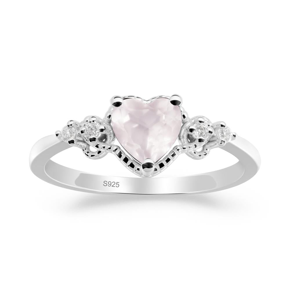 Rose Quartz Ring with Milgrain Halo - LUO Jewelry #metal_sterling silver
