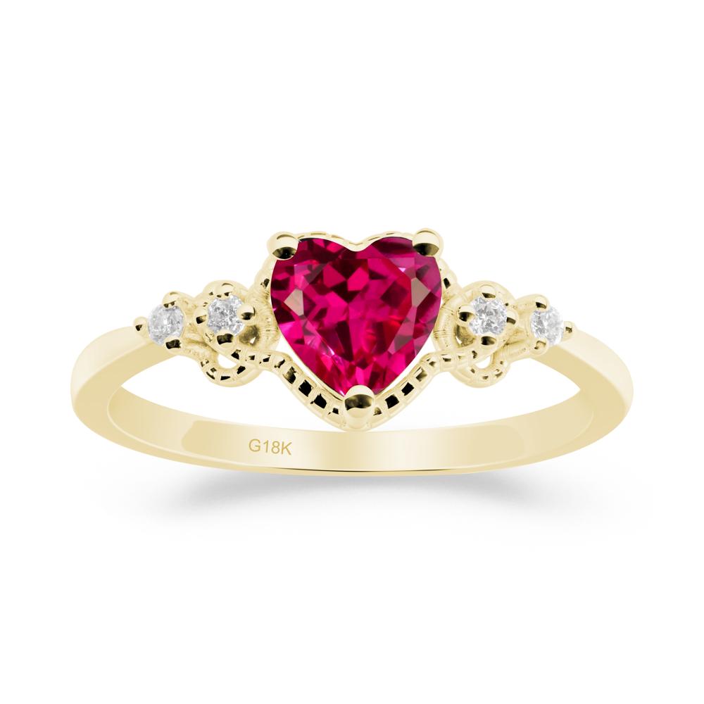 Creative Heart Shaped Ruby Ring - LUO Jewelry #metal_18k yellow gold