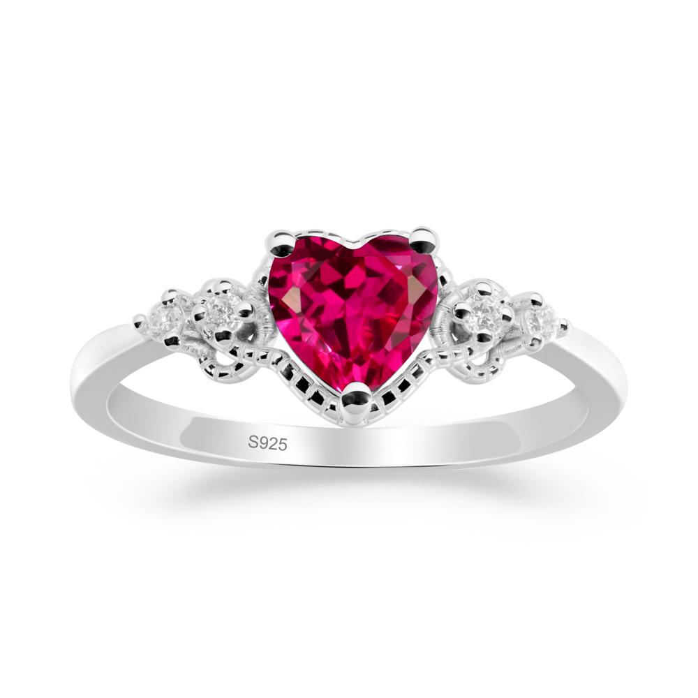 Creative Heart Shaped Ruby Ring - LUO Jewelry #metal_sterling silver