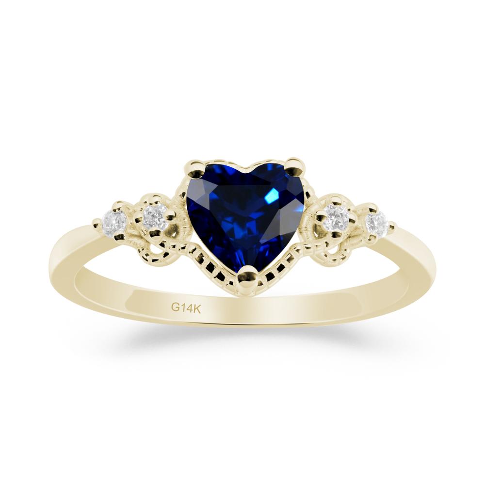 Sapphire Ring with Milgrain Halo - LUO Jewelry #metal_14k yellow gold