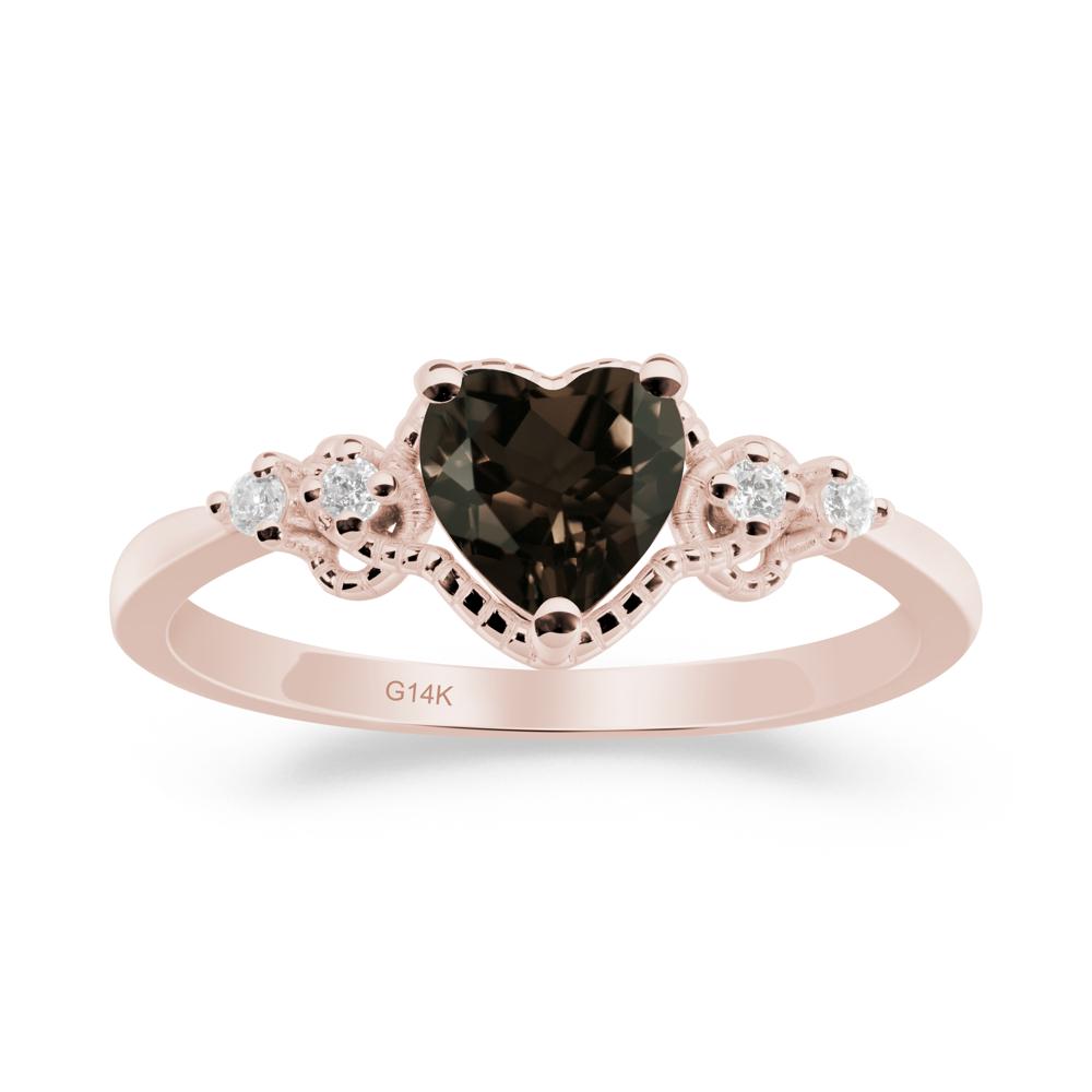 Creative Heart Shaped Smoky Quartz Ring - LUO Jewelry #metal_14k rose gold