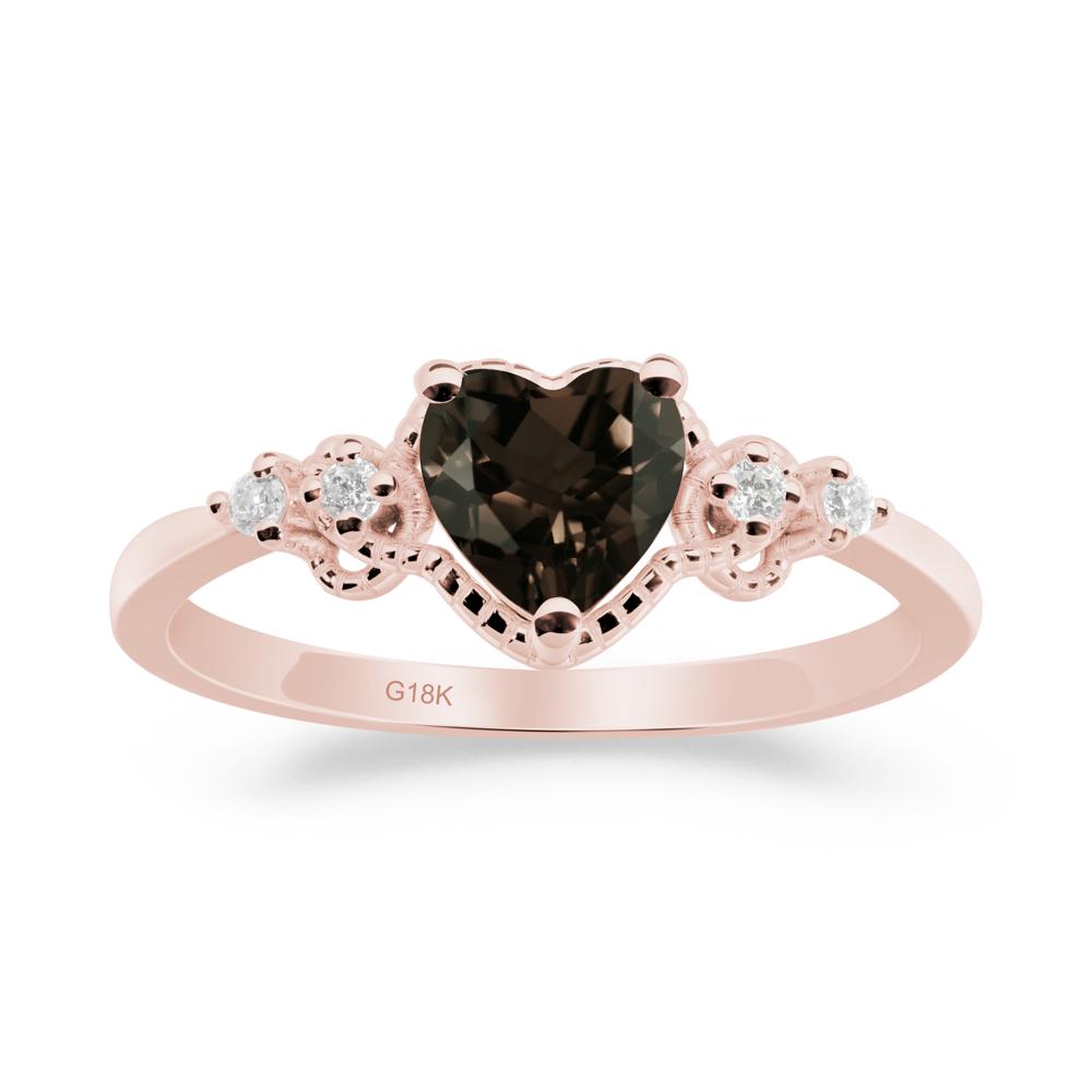 Creative Heart Shaped Smoky Quartz Ring - LUO Jewelry #metal_18k rose gold
