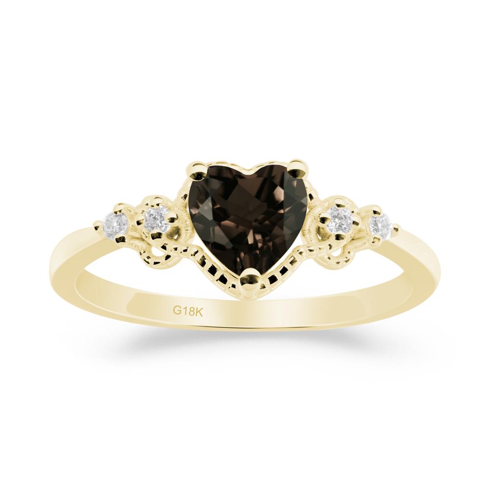 Creative Heart Shaped Smoky Quartz Ring - LUO Jewelry #metal_18k yellow gold