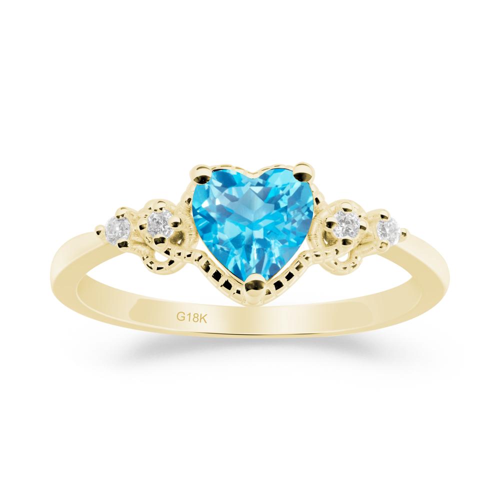 Creative Heart Shaped Swiss Blue Topaz Ring - LUO Jewelry #metal_18k yellow gold
