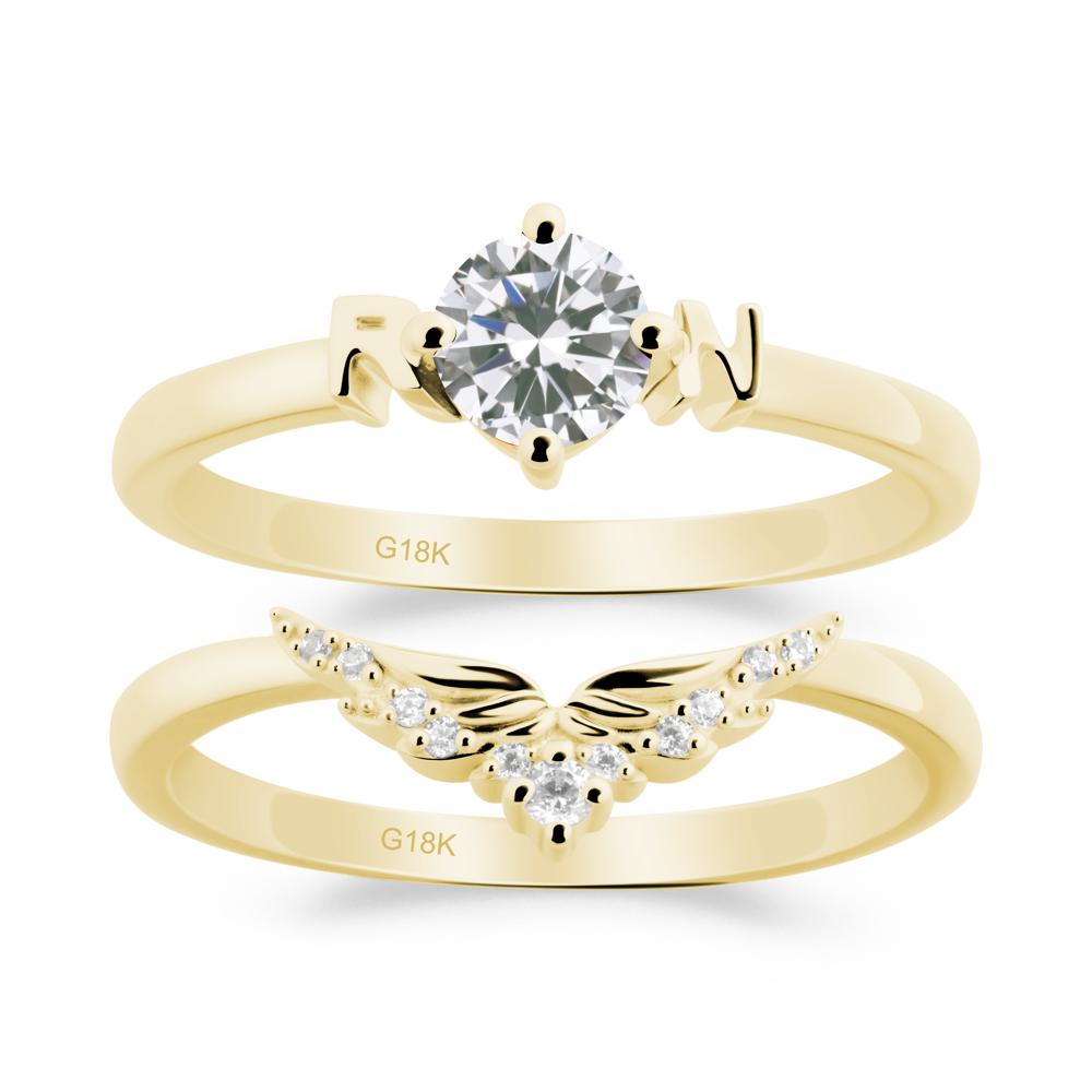 Rn Caduceus-Inspired Cubic Zirconia Wedding Ring Set - LUO Jewelry #metal_xxxxx