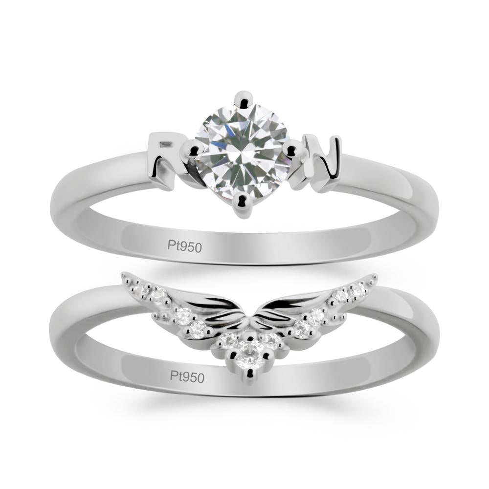 Rn Caduceus-Inspired Cubic Zirconia Wedding Ring Set - LUO Jewelry #metal_xxxxx