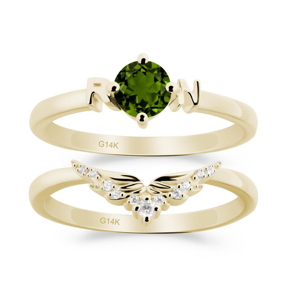 Rn Caduceus-Inspired Diopside Wedding Ring Set - LUO Jewelry #metal_xxxxx