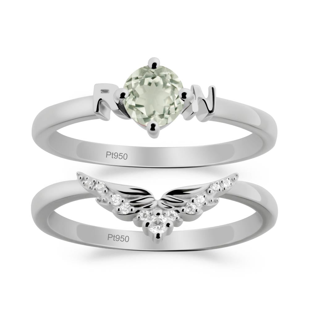 Angel Wings Green Amethyst Wedding Ring Set - LUO Jewelry #metal_xxxxx