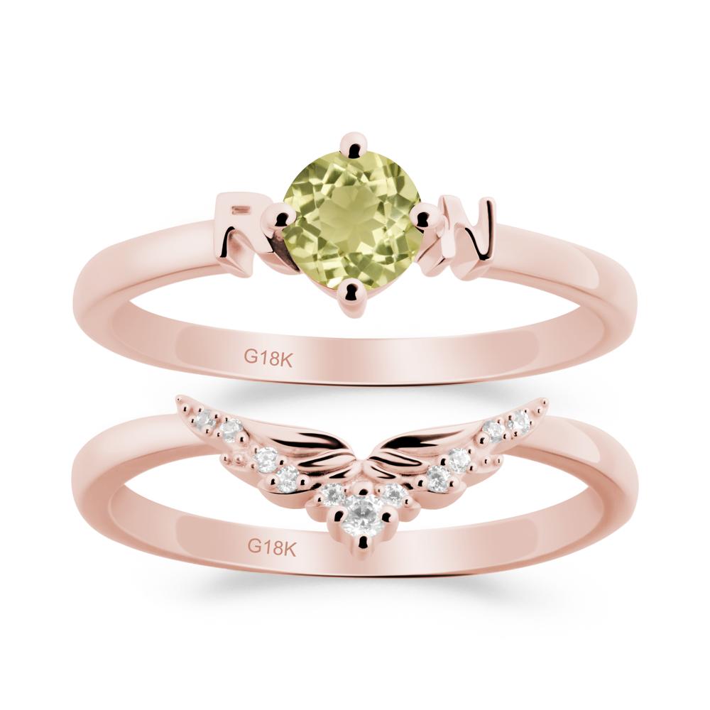 Rn Caduceus-Inspired Lemon Quartz Wedding Ring Set - LUO Jewelry #metal_xxxxx