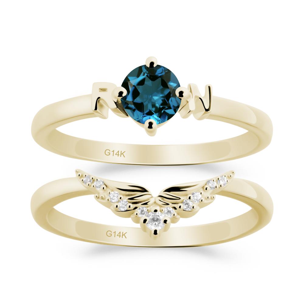 Rn Caduceus-Inspired London Blue Topaz Wedding Ring Set - LUO Jewelry #metal_xxxxx