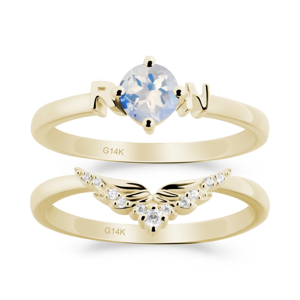 Rn Caduceus-Inspired Moonstone Wedding Ring Set - LUO Jewelry #metal_xxxxx