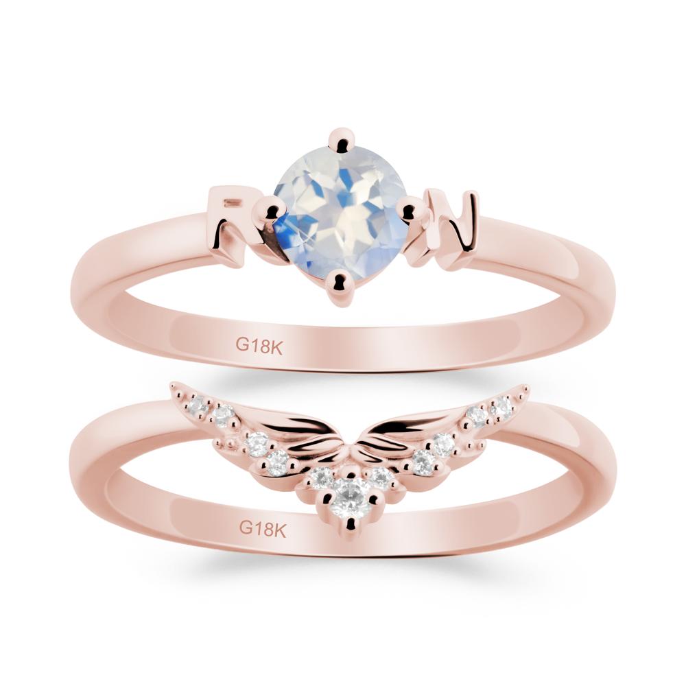Rn Caduceus-Inspired Moonstone Wedding Ring Set - LUO Jewelry #metal_xxxxx