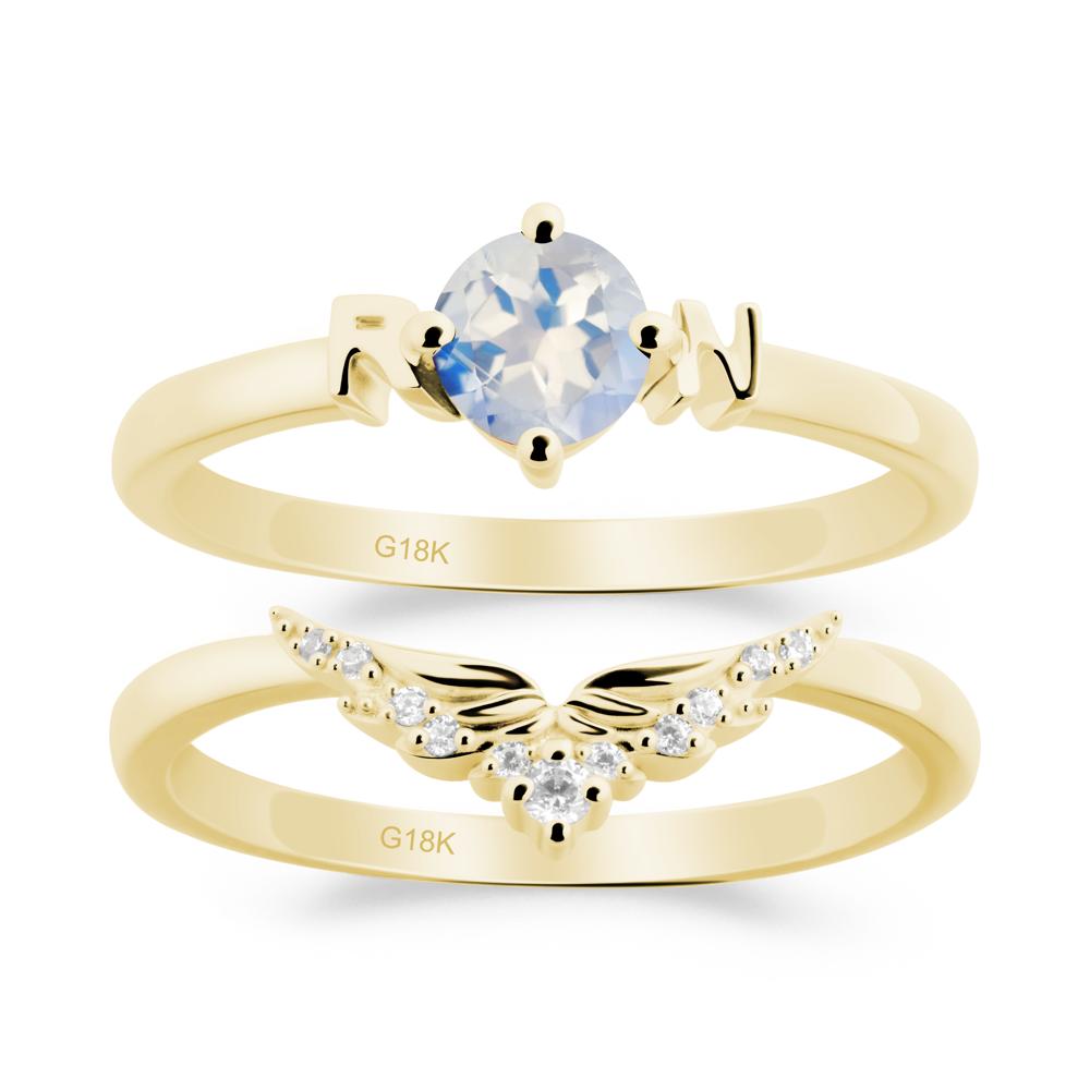 Rn Caduceus-Inspired Moonstone Wedding Ring Set - LUO Jewelry #metal_xxxxx