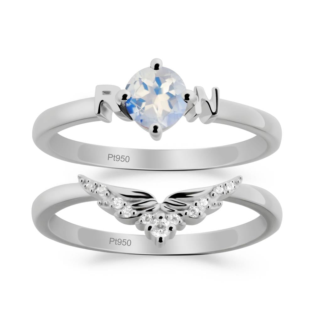 Rn Caduceus-Inspired Moonstone Wedding Ring Set - LUO Jewelry #metal_xxxxx