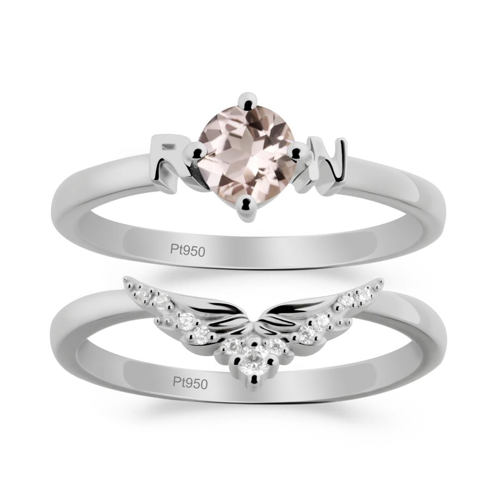 Angel Wings Morganite Wedding Ring Set - LUO Jewelry #metal_xxxxx