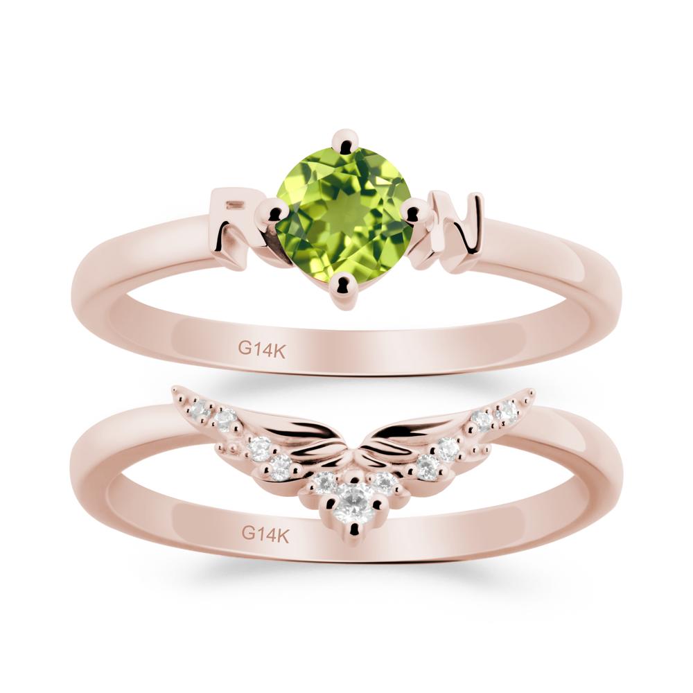 Rn Caduceus-Inspired Peridot Wedding Ring Set - LUO Jewelry #metal_xxxxx