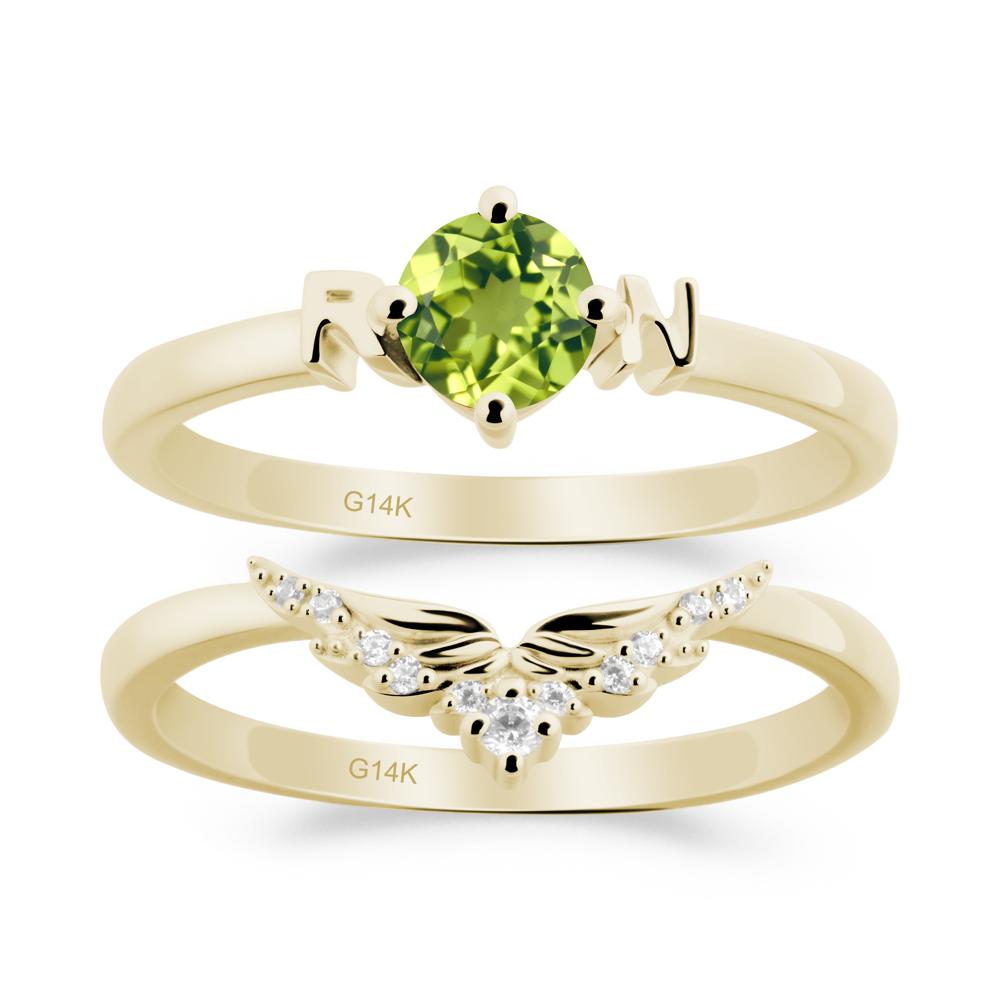 Rn Caduceus-Inspired Peridot Wedding Ring Set - LUO Jewelry #metal_xxxxx