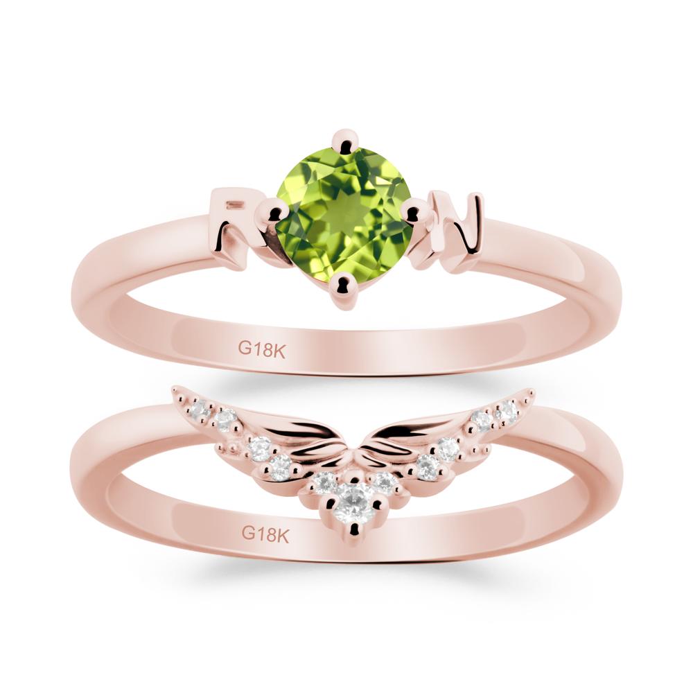 Rn Caduceus-Inspired Peridot Wedding Ring Set - LUO Jewelry #metal_xxxxx