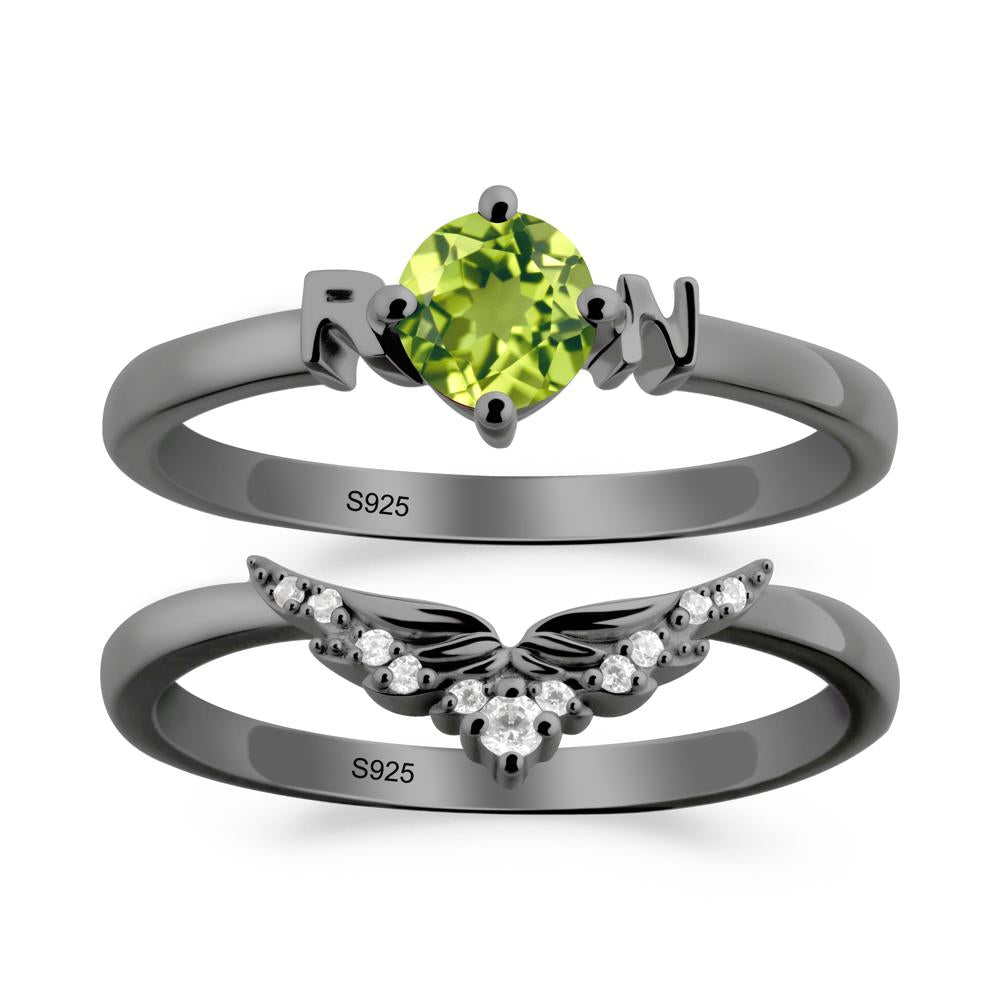 Rn Caduceus-Inspired Peridot Wedding Ring Set - LUO Jewelry #metal_xxxxx