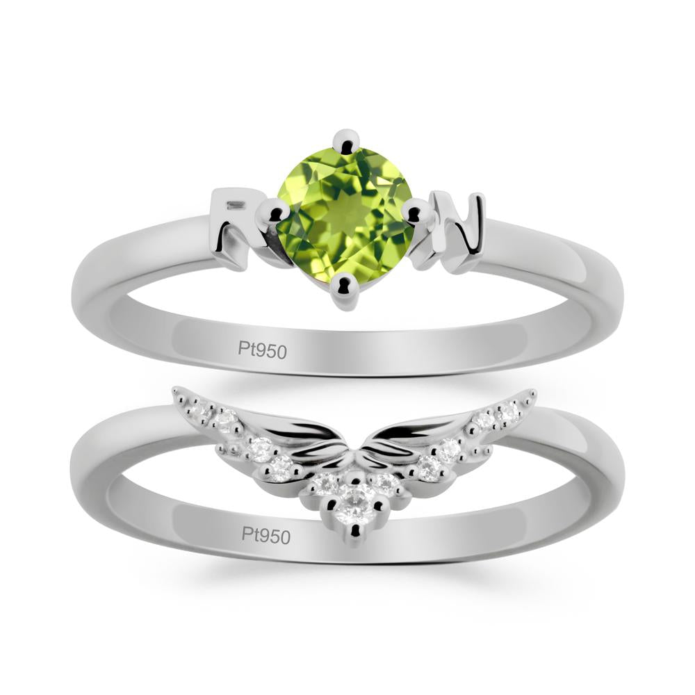 Rn Caduceus-Inspired Peridot Wedding Ring Set - LUO Jewelry #metal_xxxxx