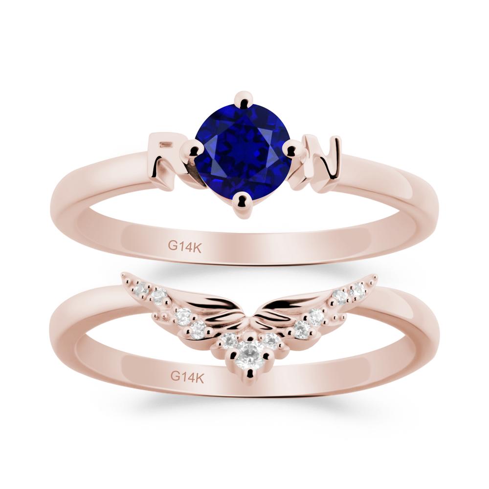 Rn Caduceus-Inspired Sapphire Wedding Ring Set - LUO Jewelry #metal_xxxxx