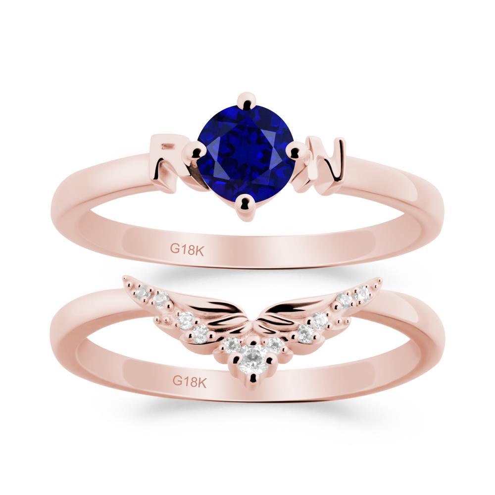 Rn Caduceus-Inspired Sapphire Wedding Ring Set - LUO Jewelry #metal_xxxxx