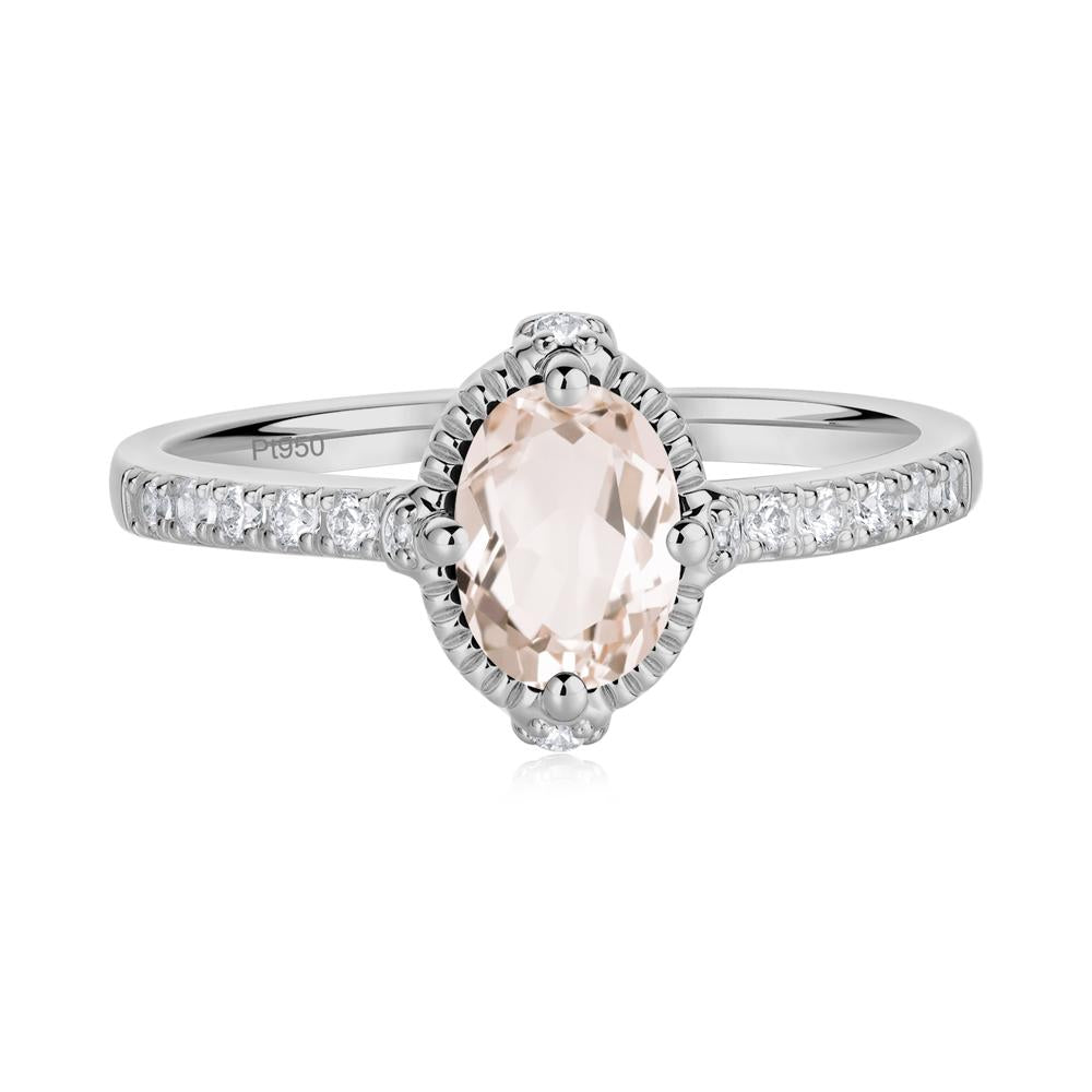 Oval Morganite Milgrain Halo Ring - LUO Jewelry #metal_platinum