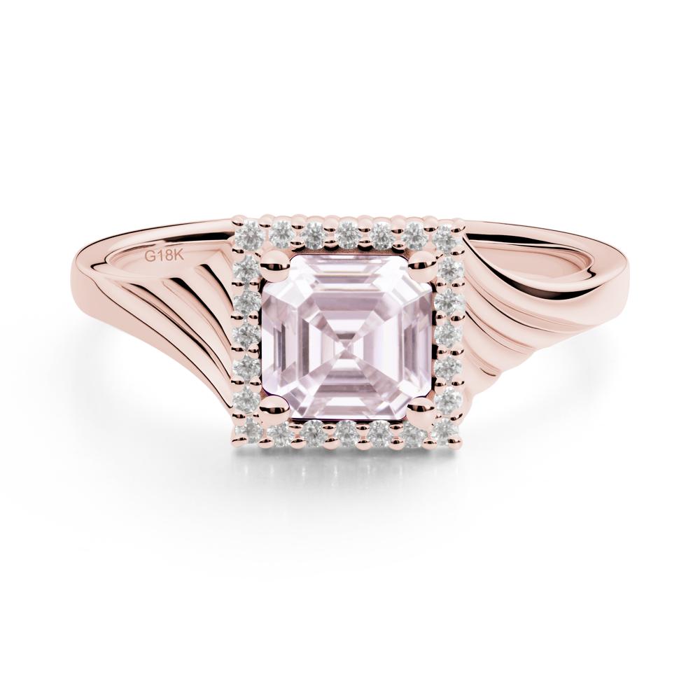 Geometric Halo Pink Cubic Zirconia Statement Ring - LUO Jewelry #metal_18k rose gold