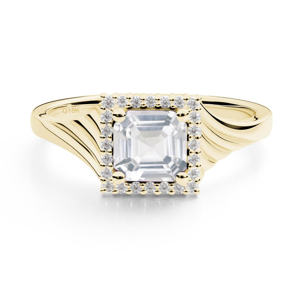 Geometric Halo White Topaz Statement Ring - LUO Jewelry #metal_18k yellow gold