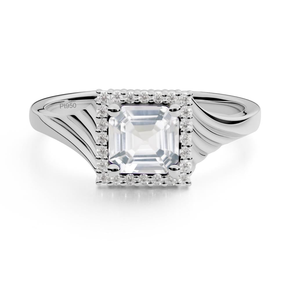 Geometric Halo White Topaz Statement Ring - LUO Jewelry #metal_platinum