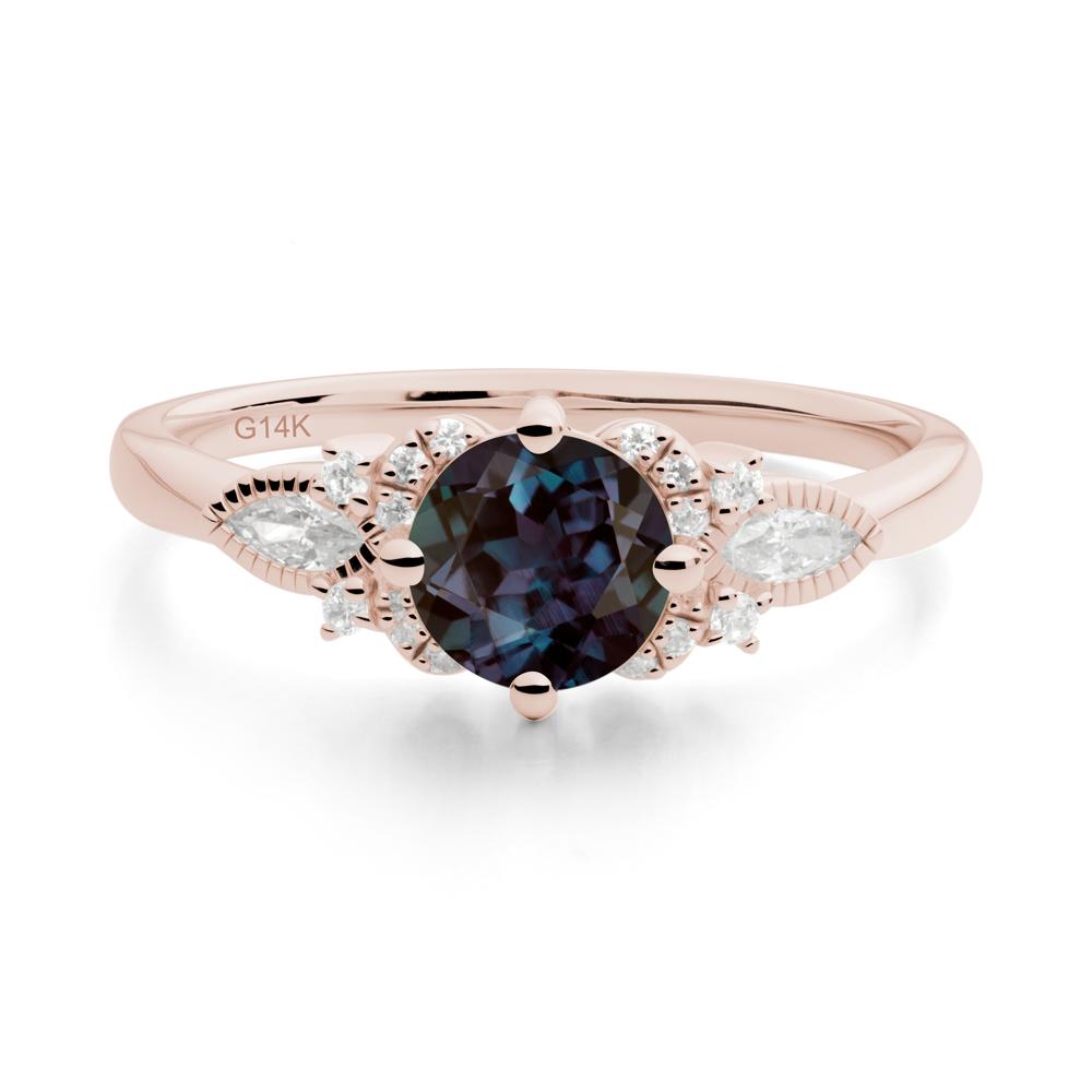 Round Alexandrite Floral Statement Ring - LUO Jewelry #metal_14k rose gold
