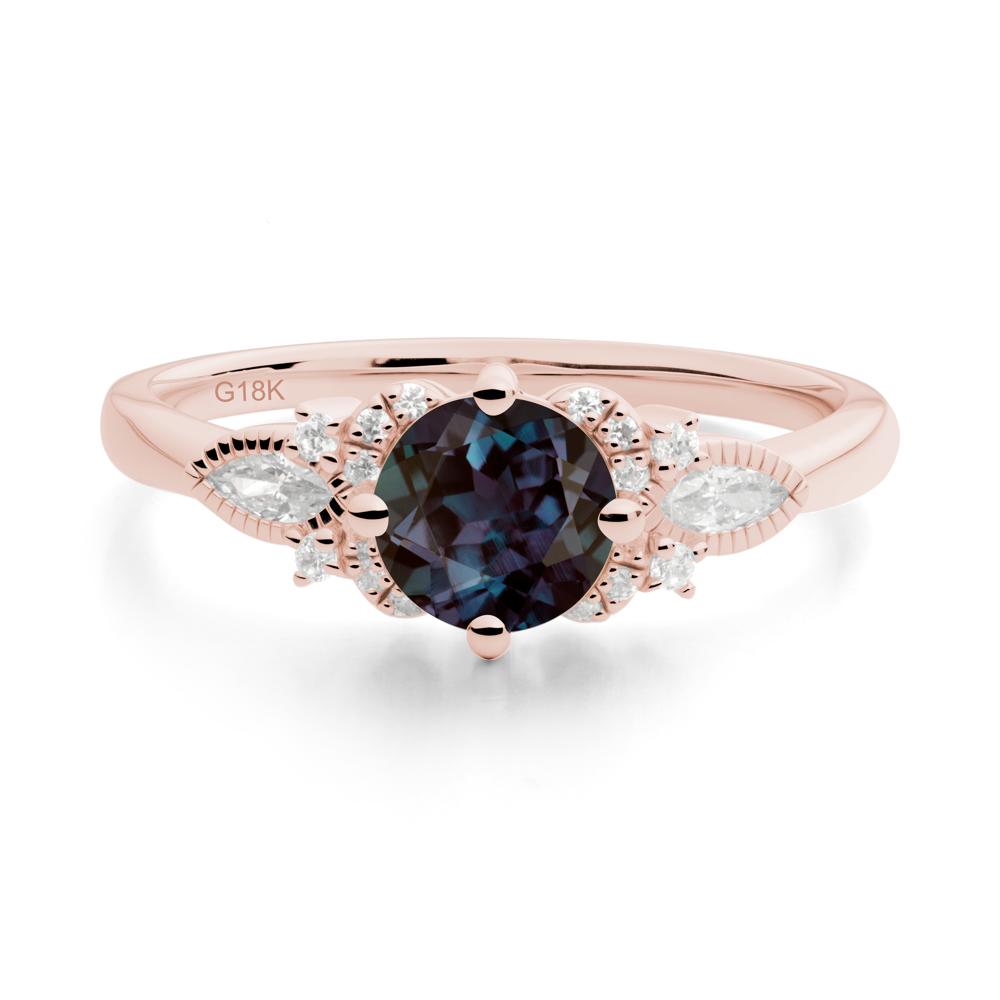 Round Alexandrite Floral Statement Ring - LUO Jewelry #metal_18k rose gold