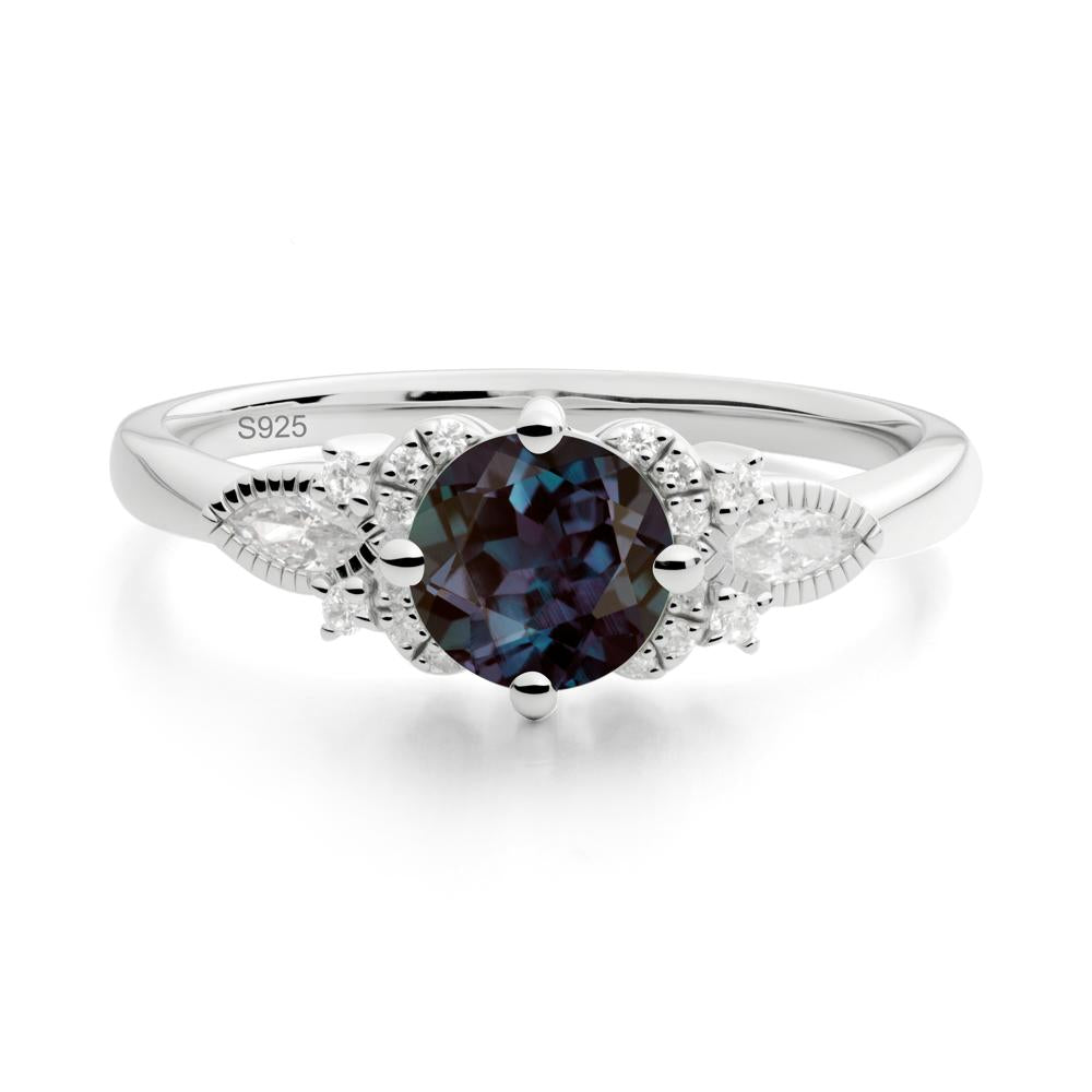 Round Alexandrite Floral Statement Ring - LUO Jewelry #metal_sterling silver