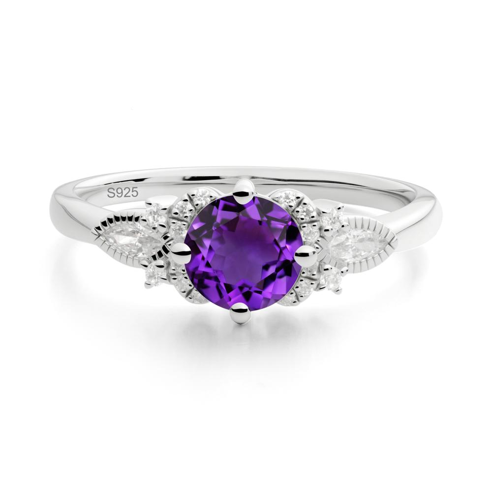 Round Amethyst Floral Statement Ring - LUO Jewelry #metal_sterling silver