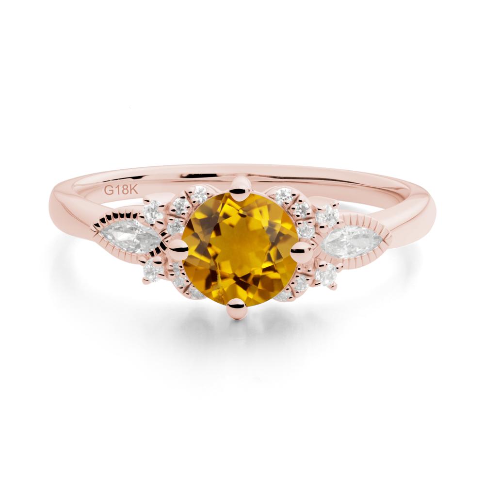 Round Citrine Floral Statement Ring - LUO Jewelry #metal_18k rose gold