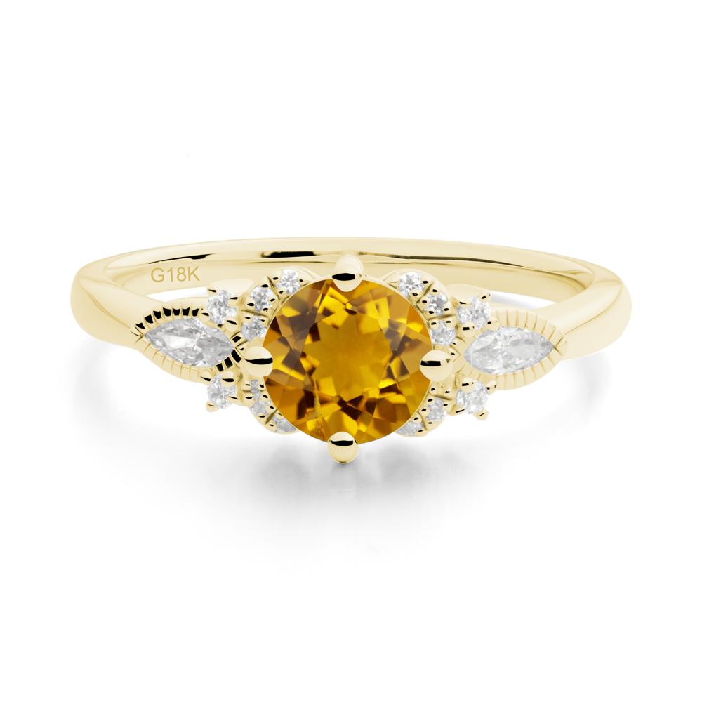 Round Citrine Floral Statement Ring - LUO Jewelry #metal_18k yellow gold