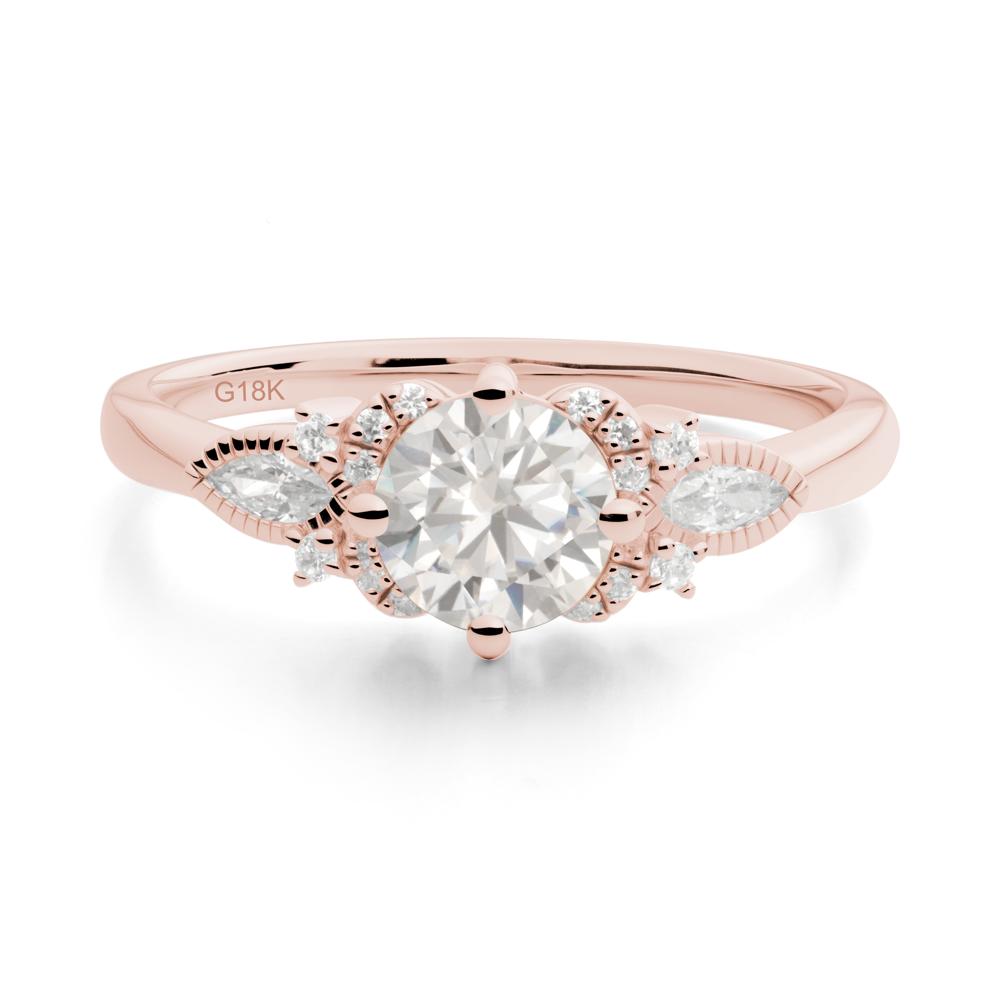 Round Cubic Zirconia Floral Statement Ring - LUO Jewelry #metal_18k rose gold