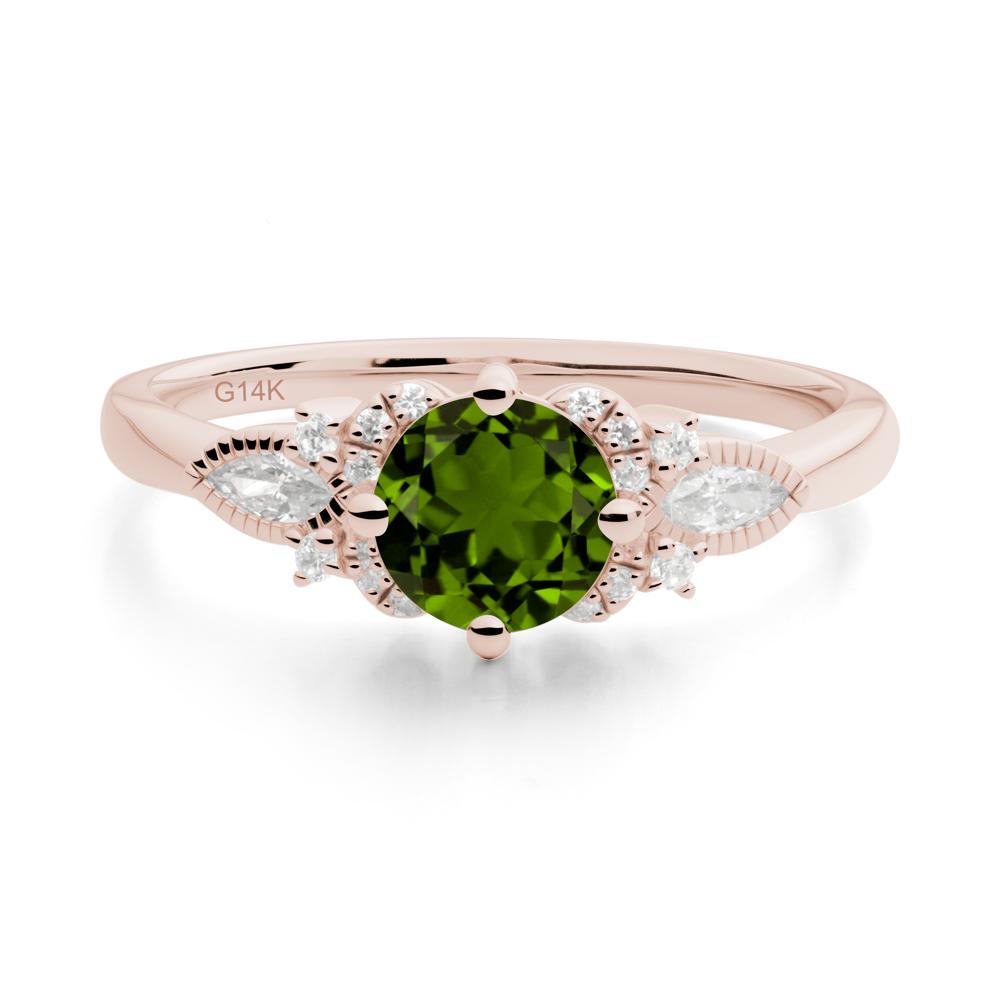 Round Diopside Floral Statement Ring - LUO Jewelry #metal_14k rose gold