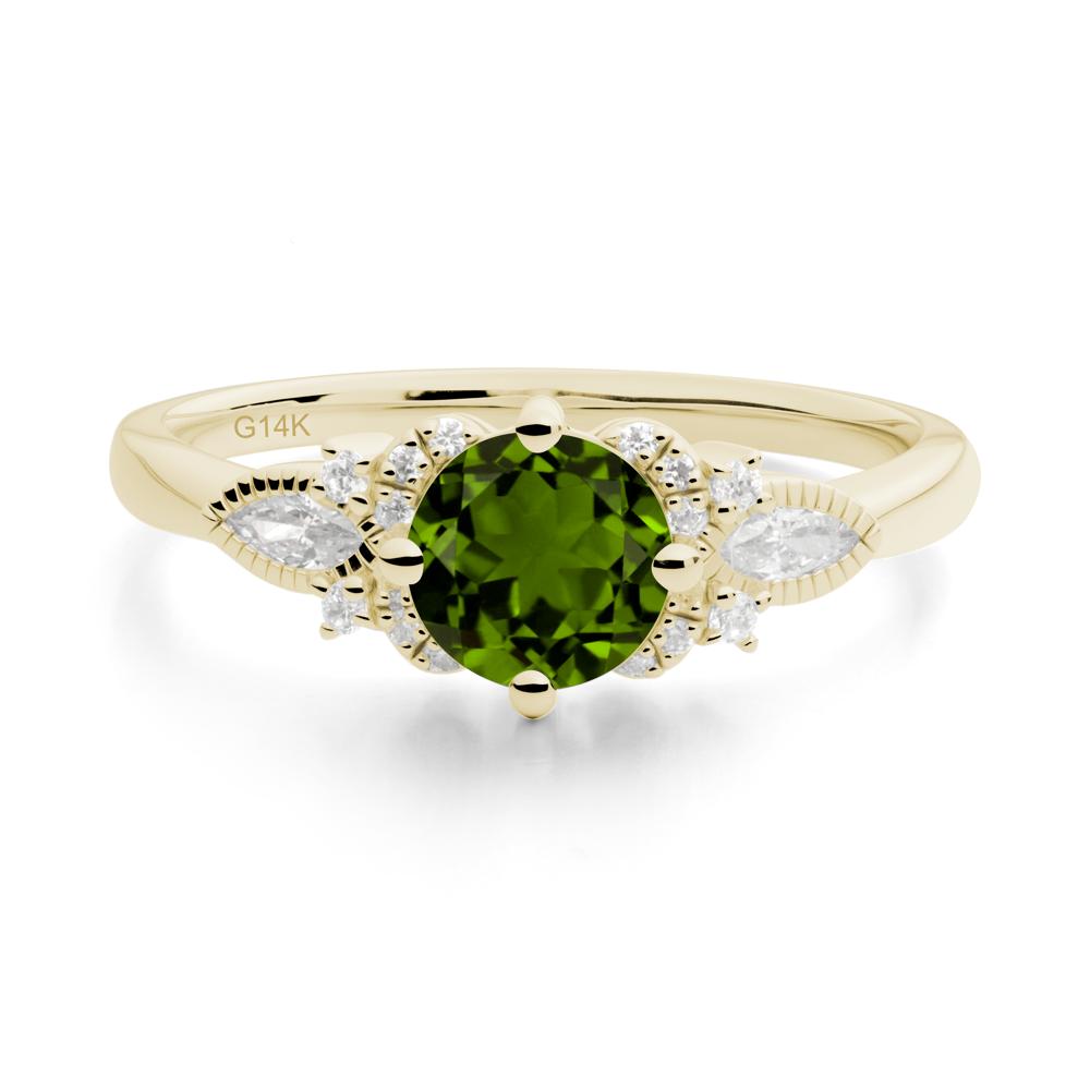 Round Diopside Floral Statement Ring - LUO Jewelry #metal_14k yellow gold