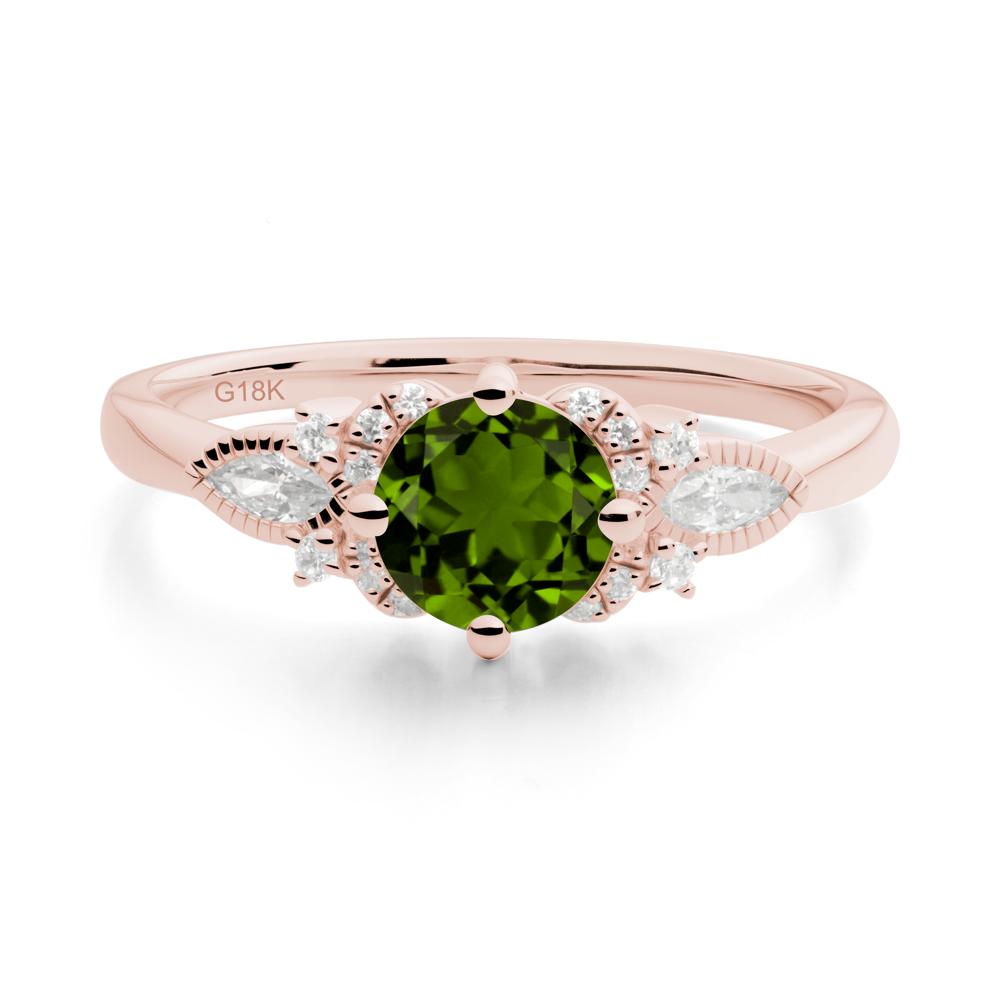 Round Diopside Floral Statement Ring - LUO Jewelry #metal_18k rose gold