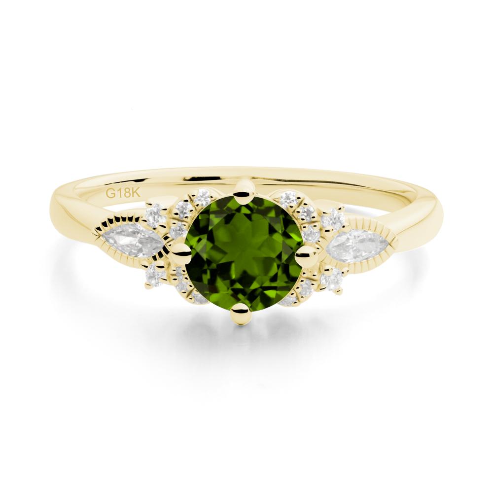 Round Diopside Floral Statement Ring - LUO Jewelry #metal_18k yellow gold