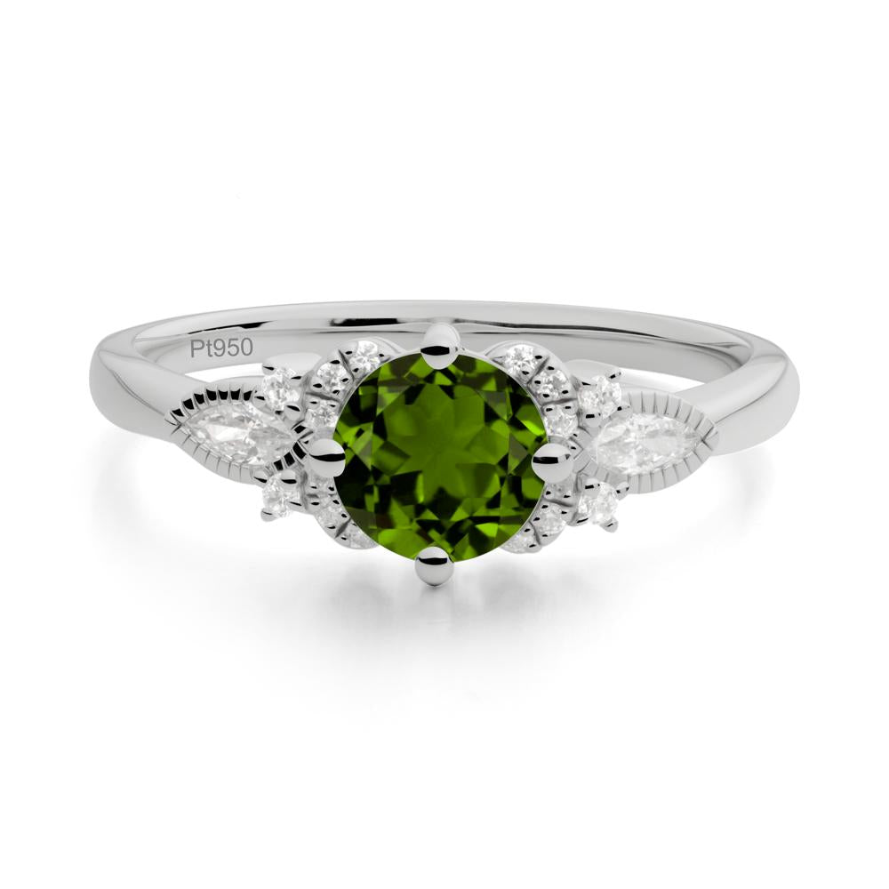 Round Diopside Floral Statement Ring - LUO Jewelry #metal_platinum