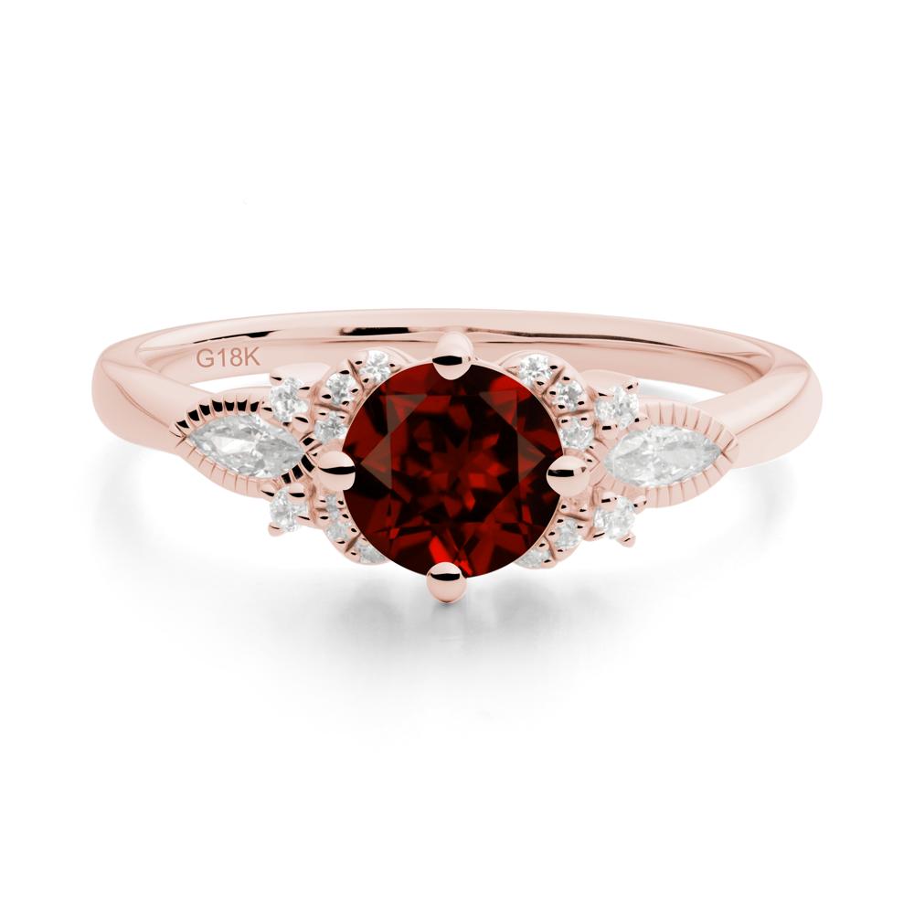 Round Garnet Floral Statement Ring - LUO Jewelry #metal_18k rose gold