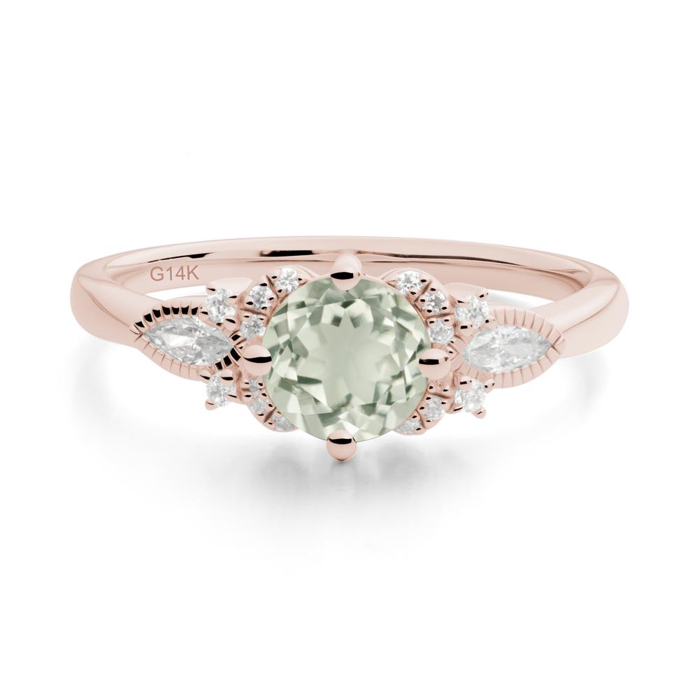 Round Green Amethyst Floral Statement Ring - LUO Jewelry #metal_14k rose gold
