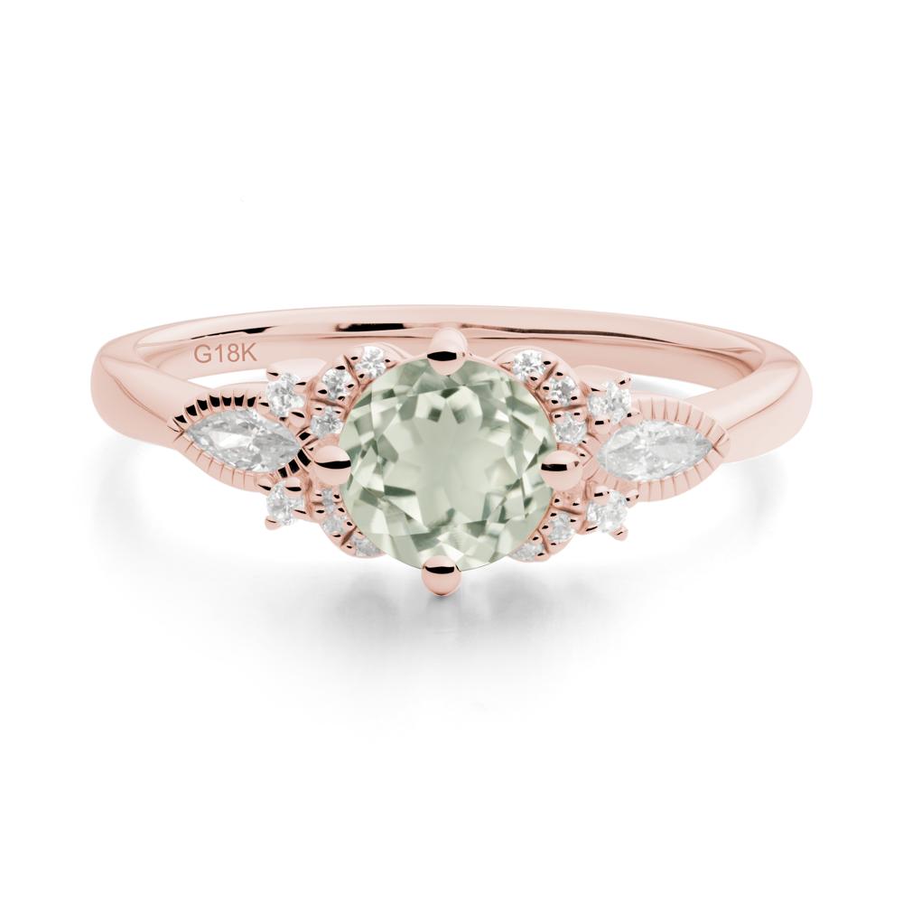 Round Green Amethyst Floral Statement Ring - LUO Jewelry #metal_18k rose gold