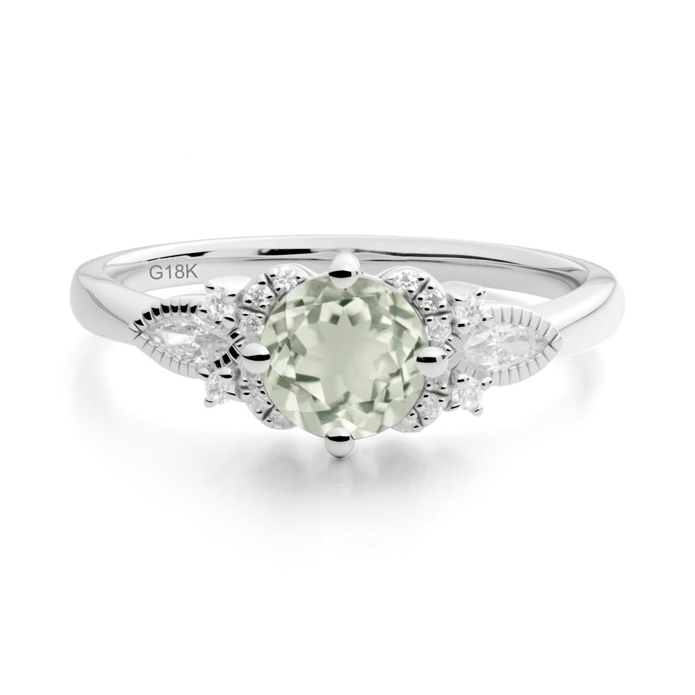 Round Green Amethyst Floral Statement Ring - LUO Jewelry #metal_18k white gold