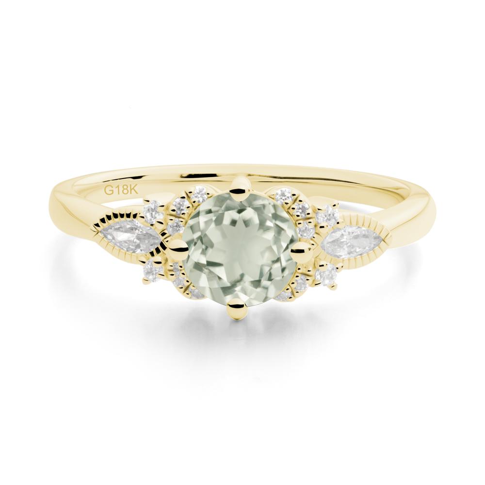 Round Green Amethyst Floral Statement Ring - LUO Jewelry #metal_18k yellow gold