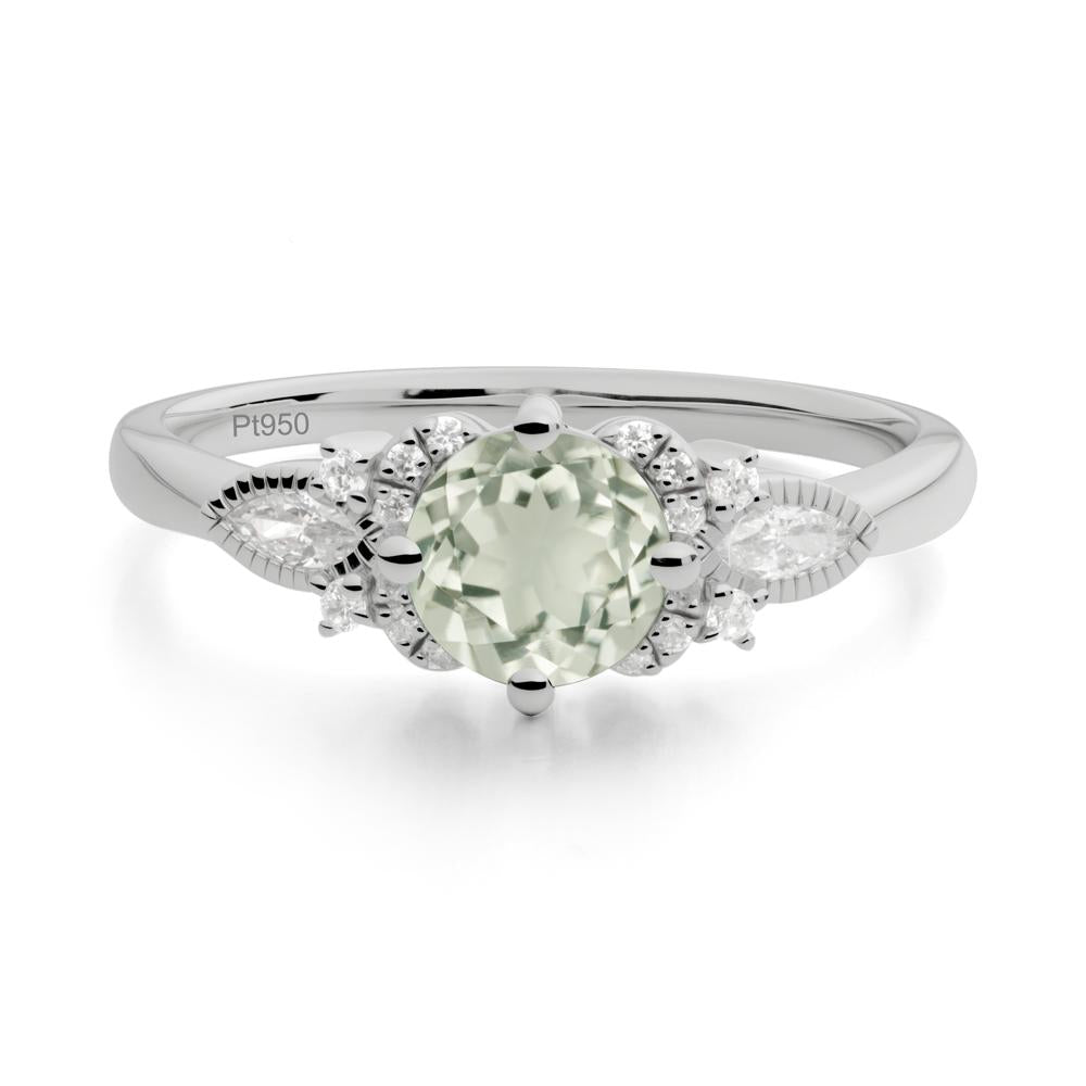 Round Green Amethyst Floral Statement Ring - LUO Jewelry #metal_platinum